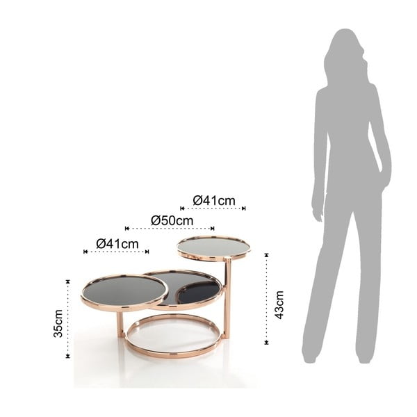 Măsuță rotativă Tomasucci Tree Rings Cooper, ⌀ 50 cm, negru-arămiu-image-1