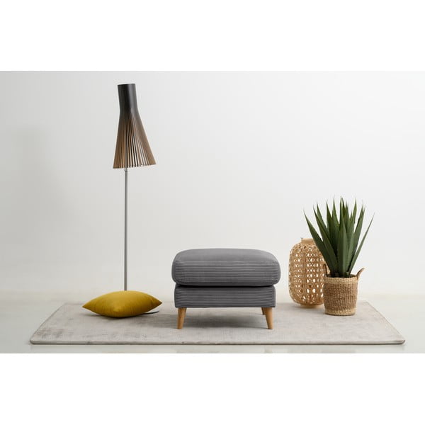 Taburet gri închis cu tapițerie din catifea reiată Paris – Scandic-image-1