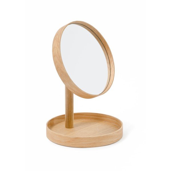 Oglindă cosmetică cu ramă din lemn de stejar Wireworks Cosmos, ø 25 cm-image-2