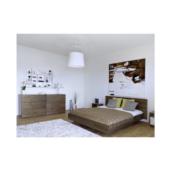 Pat matrimonial TemaHome Float, 180 x 200 cm, maro-image-1