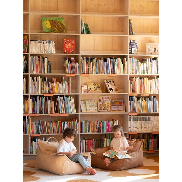 Fotoliu puf pentru copii maro cu tapițerie din catifea reiată Chair – Wigiwama-image-4