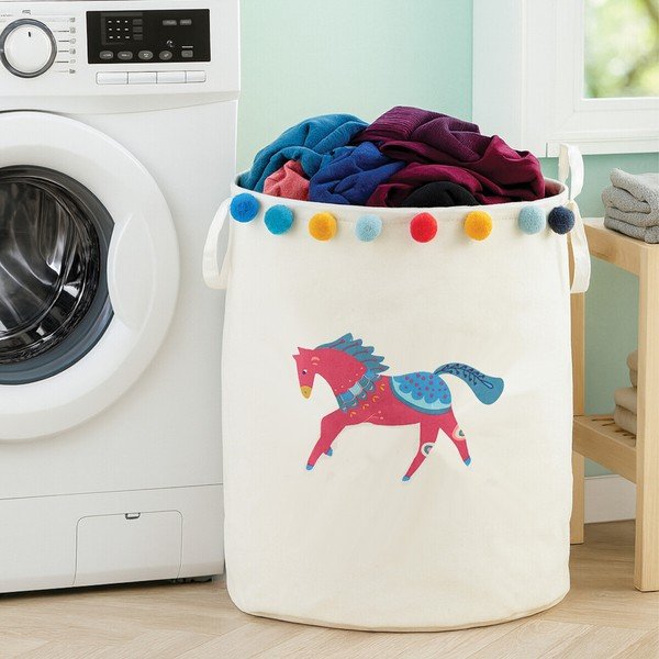 Coș de jucării pentru copii alb din material textil ø 38x48 cm Mimo Eclectic Horse – Premier Housewares-image-3