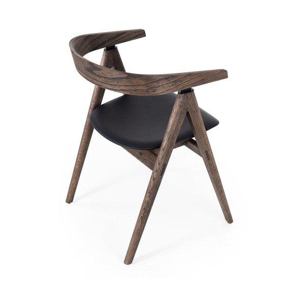 Scaun de dining negru/maro din lemn masiv de stejar Ava – Gazzda-image-3