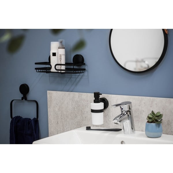 Suport de perete pentru prosop Wenko Static-Loc® Plus, negru-image-1