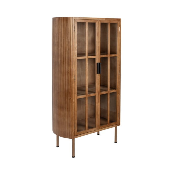 Vitrină în culoare naturală din lemn de arbore de cauciuc 80x140x38 cm Yaz – White Label-image-2