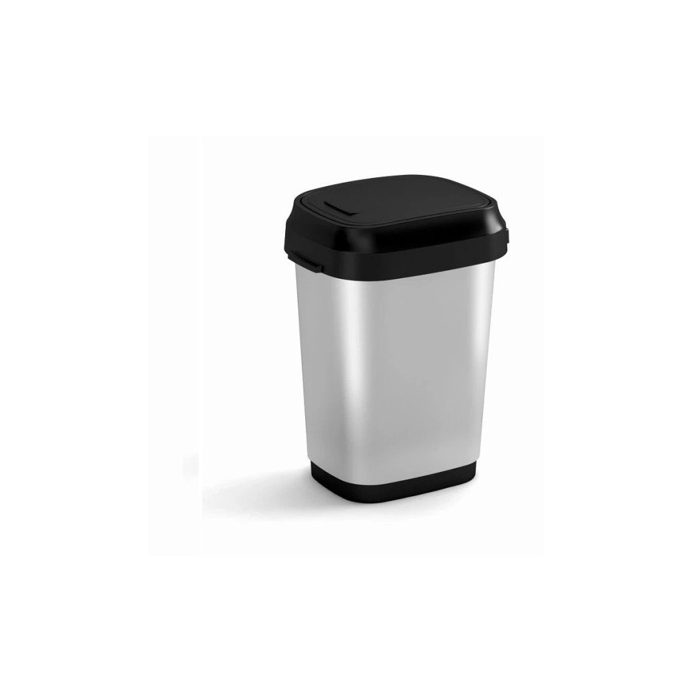 Coș de gunoi argintiu cu pedală din plastic 10 l Dual Swing Bin Style S – KIS