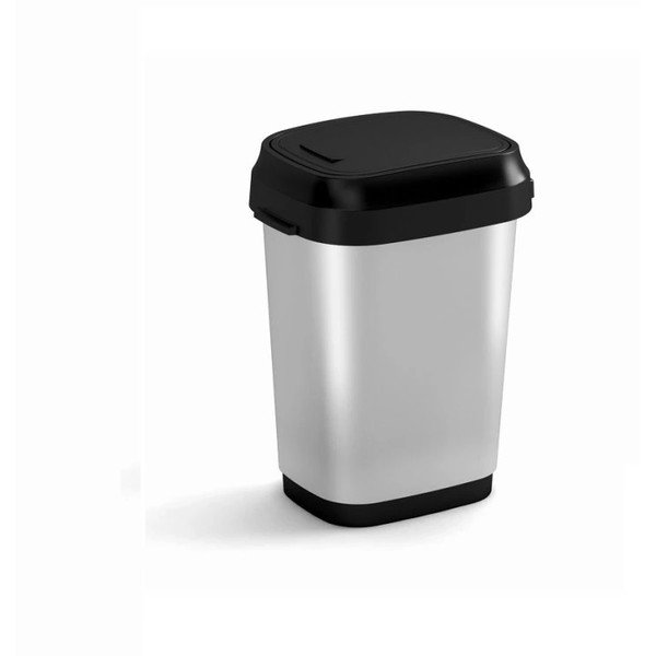 Coș de gunoi argintiu cu pedală din plastic 10 l Dual Swing Bin Style S – KIS