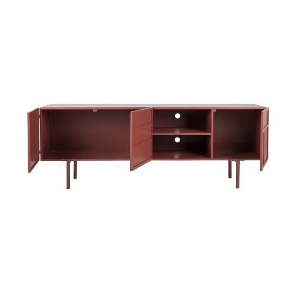 Comodă TV roșie din metal 160x58x36 cm Davis – White Label-image-3