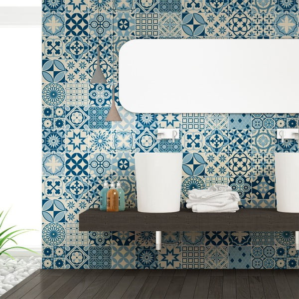 Set 60 autocolante de perete Ambiance Cement Tiles Riana, 15 x 15 cm-image-3