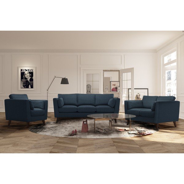 Canapea Jalouse Maison Elisa, 207 cm, albastru denim-image-1