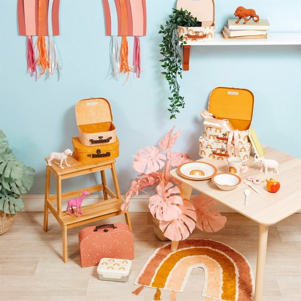 Covor din bumbac pentru copii Sass & Belle Earth Rainbow, 50 x 60 cm, portocaliu-roz-image-1