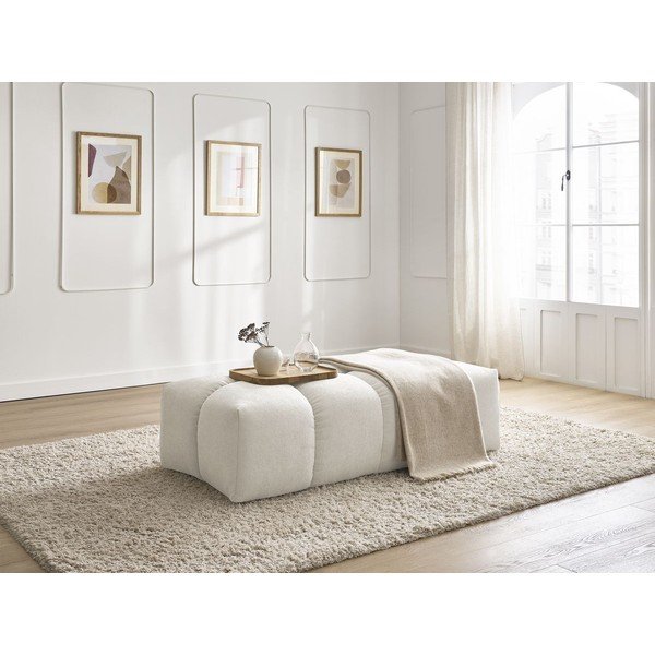 Taburet alb cu tapițerie din chenille Everest – Bobochic Paris-image-3