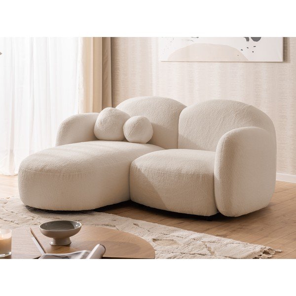 Colțar maro deschis cu tapițerie din țesătură bouclé (cu colț pe partea stângă/cu șezlong) Orbit – Ropez-image-4