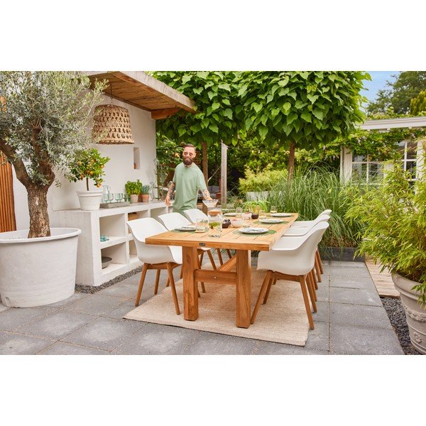 Scaune de grădină albe 2 buc. din plastic Sophie Teak – Hartman-image-1