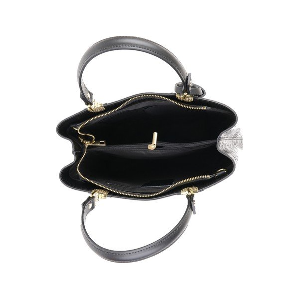 Geantă din piele Carla Ferreri Floral, negru-image-3