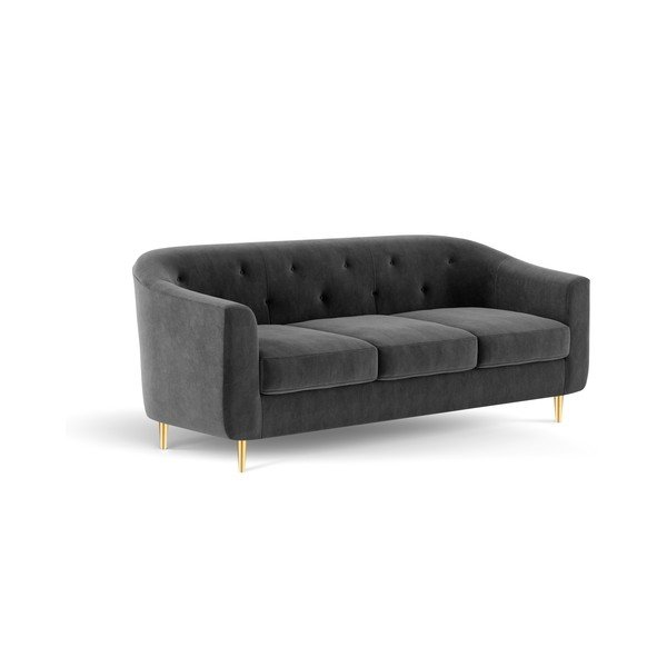 Canapea cu tapițerie din catifea Kooko Home Corde, 175 cm, gri închis-image-4
