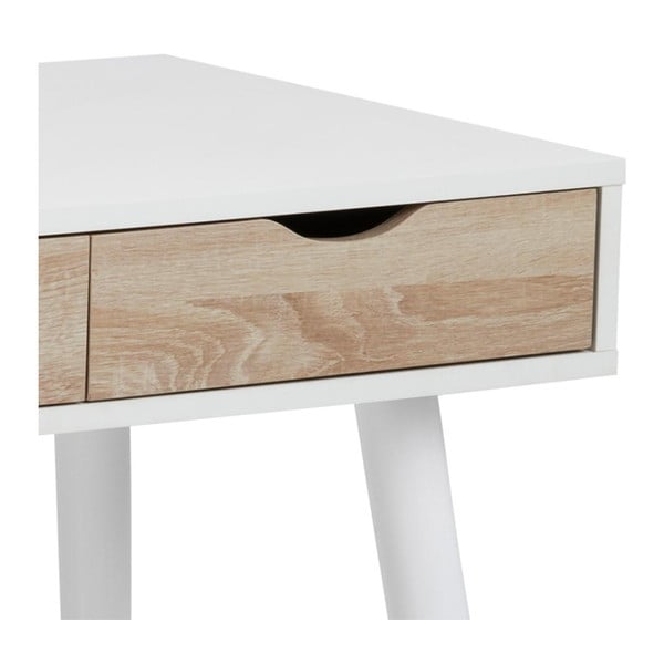 Birou cu 3 sertare cu aspect de lemn Actona Neptun, alb-image-4