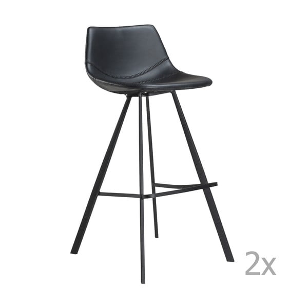 Set 2 scaune de bar cu bază metalică neagră DAN-FORM Pitch, negru