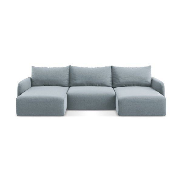 Colțar albastru extensibil/cu spațiu de depozitare cu tapițerie din catifea (în formă de "U") Kalena – Makamii