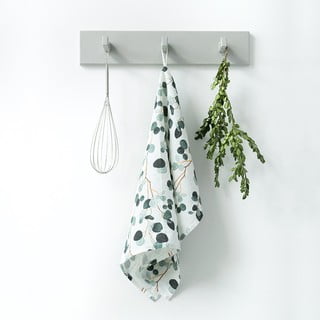 Prosop de bucătărie din in Linen Tales Eucalyptus, 65 x 45 cm, alb - verde