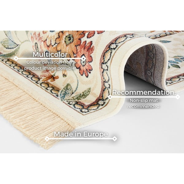 Covor crem din viscoză 95x140 cm Oriental Flowers – Nouristan-image-4