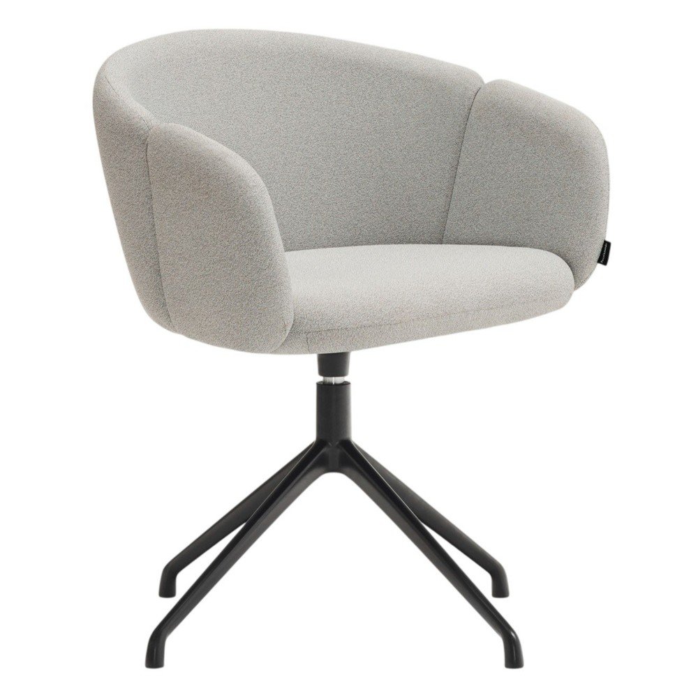 Scaun de living gri deschis cu cotiere tapițat Add – Teulat
