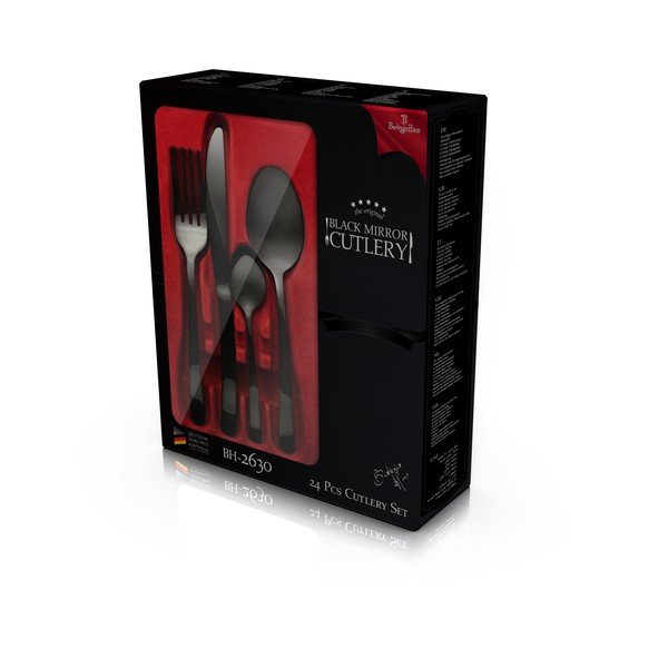 Tacâmuri din oțel inoxidabil negre 24 buc Black Mirror Collection - BerlingerHaus-image-2