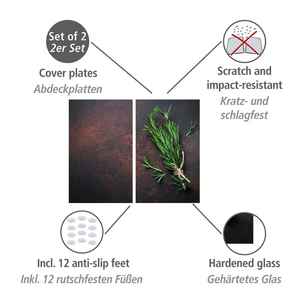 Protecții de aragaz 2 buc. din sticlă temperată 52x30 cm Rosemary – Allstar-image-3