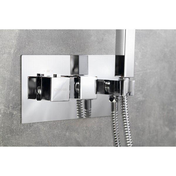 Baterie argintiu-lucios pentru duș încastrată (2 ieșiri) Latus – Sapho-image-1