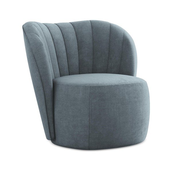 Fotoliu albastru cu tapițerie din chenille Keloa – Makamii