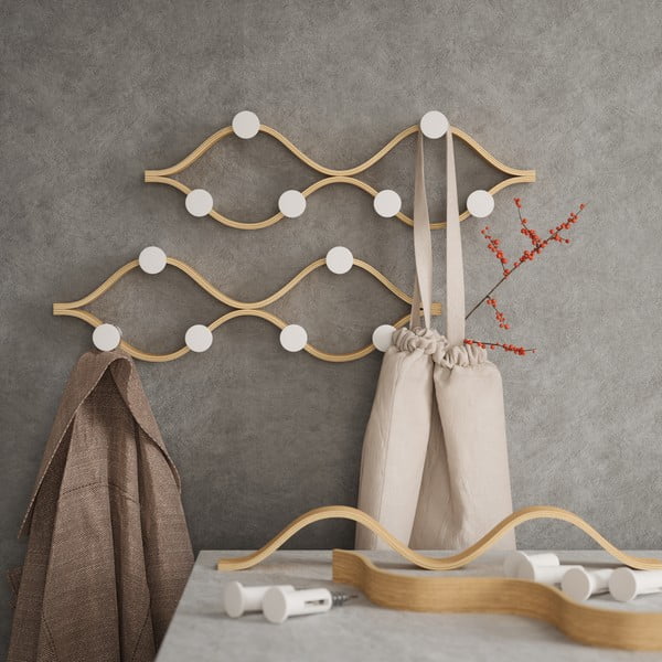 Cuier de perete în culoare naturală din lemn   de arbore de cauciuc Montage – Umbra-image-4