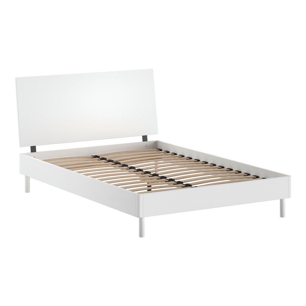 Pat matrimonial alb din lemn de fag cu somieră 140x200 cm Forrest – Vipack