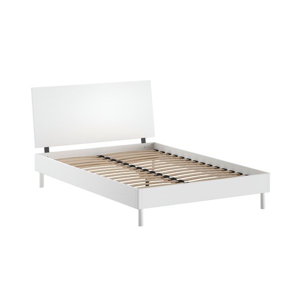 Pat matrimonial alb din lemn de fag cu somieră 140x200 cm Forrest – Vipack
