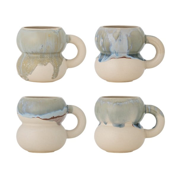 Căni albastre/crem 4 buc. din gresie 400 ml Luna – Bloomingville