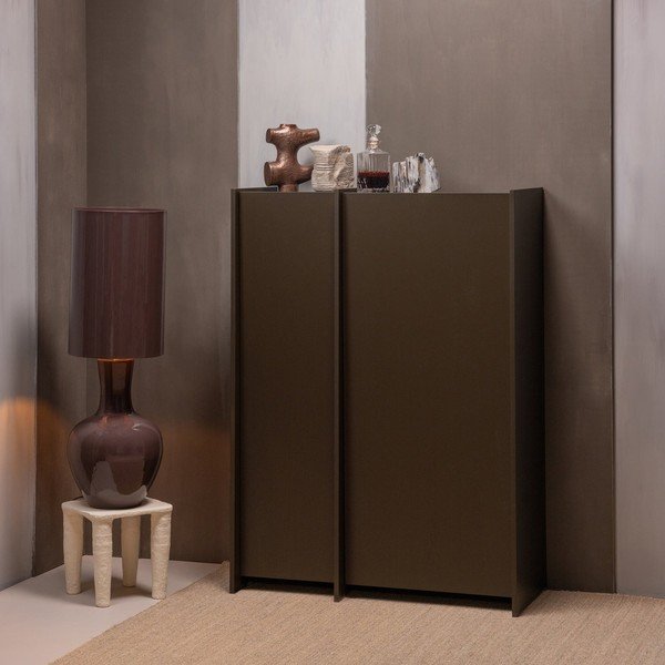 Dulap maro închis cu aspect de lemn de frasin 102x140x44 cm Brock – WOOOD-image-1