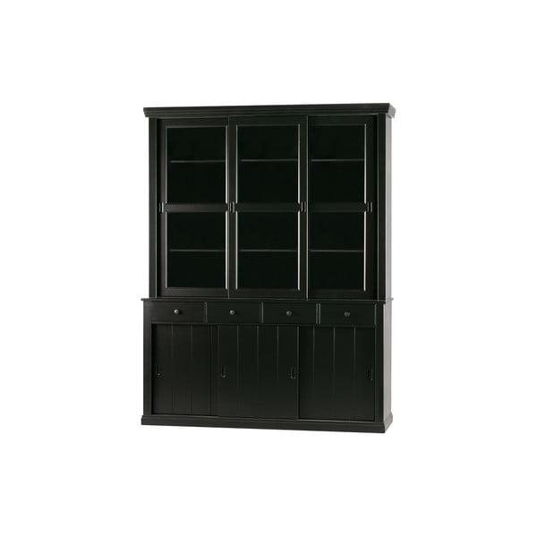 Vitrină neagră din lemn de pin cu ușă glisantă 166x214 cm Lagos – WOOOD-image-2