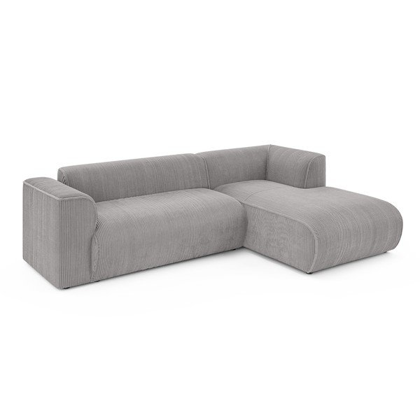 Colțar gri deschis cu tapițerie din catifea reiată  (cu colț pe partea dreaptă/cu șezlong) Merid  – Ropez-image-2