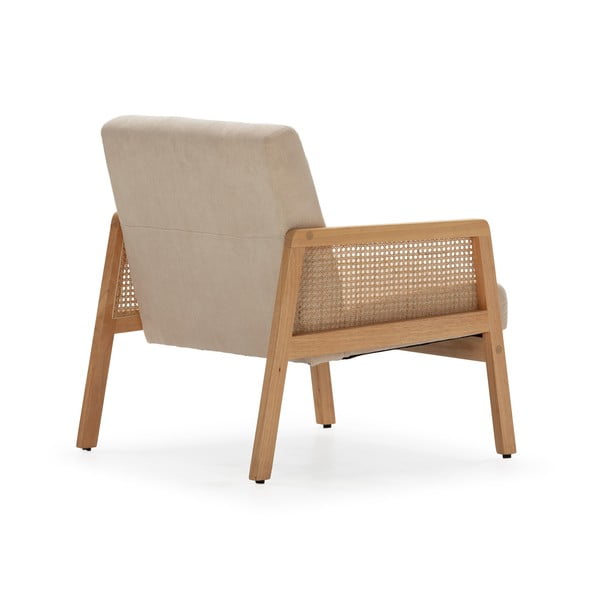 Fotoliu bej țesut cu tapițerie din catifea reiată Debra – Marckeric-image-4