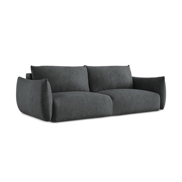 Canapea gri închis extensibilă cu tapițerie din chenille 230 cm Leila – Makamii-image-2