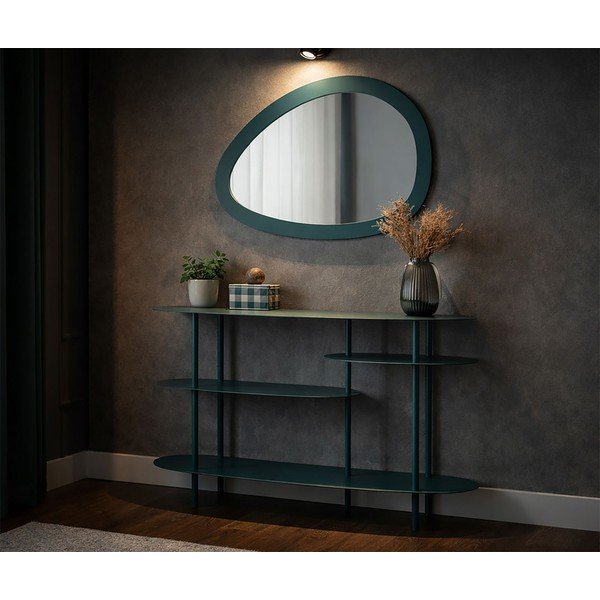 Masă consolă albastru-verde din metal 34x118 cm Saturn – Mauro Ferretti-image-1