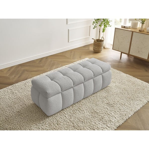 Bancă gri deschis cu tapițerie din țesătură bouclé Mont Blanc – Bobochic Paris-image-3
