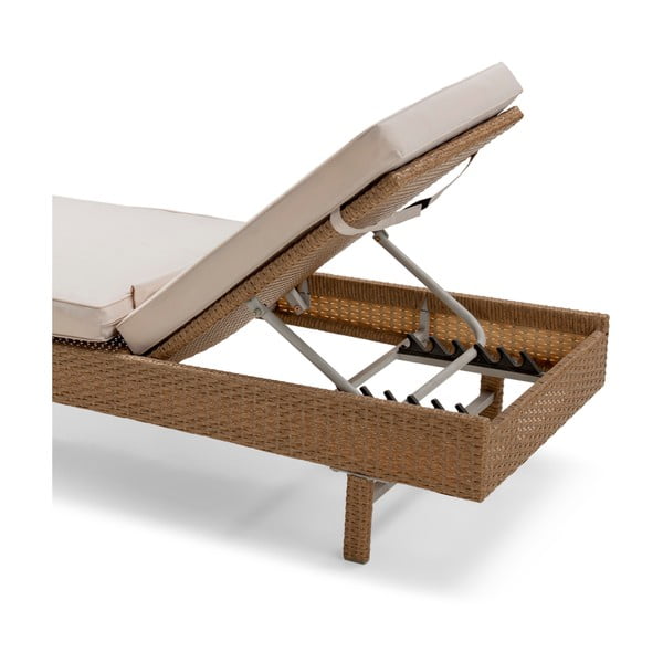 Șezlong de grădină din ratan artificial Bonami Essentials Portugal, lungime 200 cm, bej-image-4