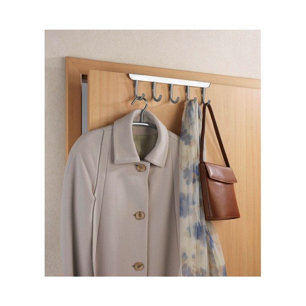 Cuier suspendat pentru ușă cu 5 cârlige Wenko Asola, argintiu-image-3