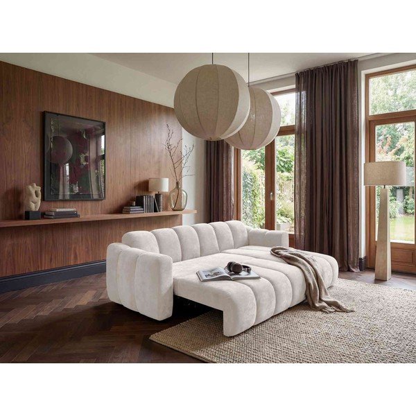 Colțar crem extensibil cu tapițerie din chenille (cu colț pe partea dreaptă) Michell – Miuform-image-4