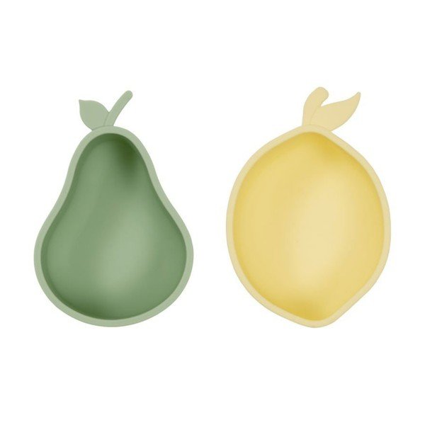 Boluri pentru copii galbene/verzi 2 buc. din silicon Lemon & Pear – OYOY Mini