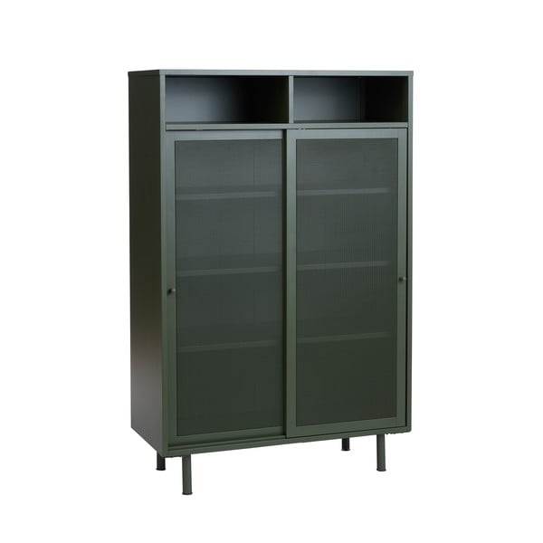Dulap verde închis din metal cu ușă glisantă 90x140x40 cm Veep – Unique Furniture-image-4
