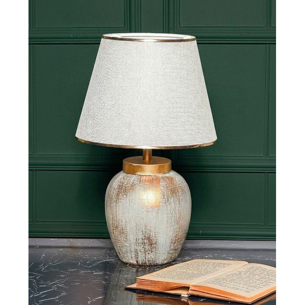 Veioză crem/aurie cu abajur textil (înălțime 47 cm) Yakamoz – Opviq lights-image-1