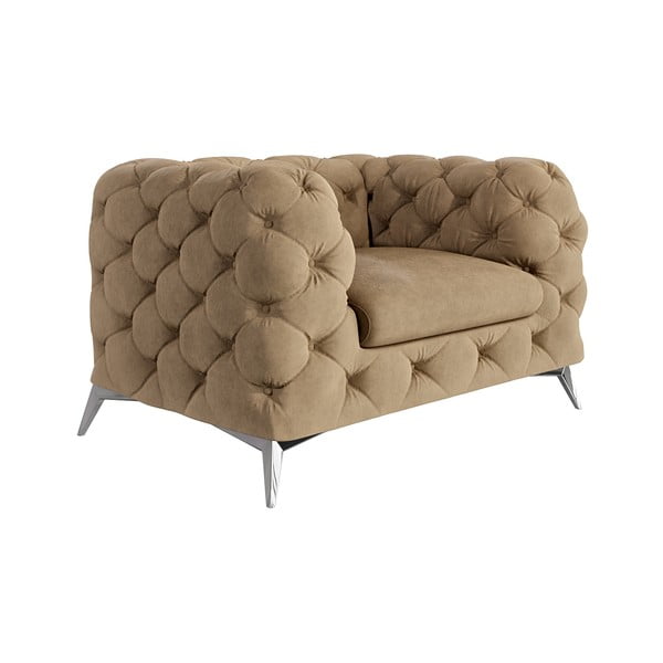 Fotoliu maro deschis cu tapițerie din catifea Chelsea – Ropez