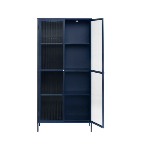 Vitrină albastru-închis din metal 90x190 cm Bronco – Unique Furniture-image-3