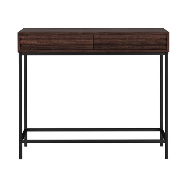 Masă consolă maro închis cu blat cu aspect de lemn de nuc 35x90 cm Celine – Støraa-image-4